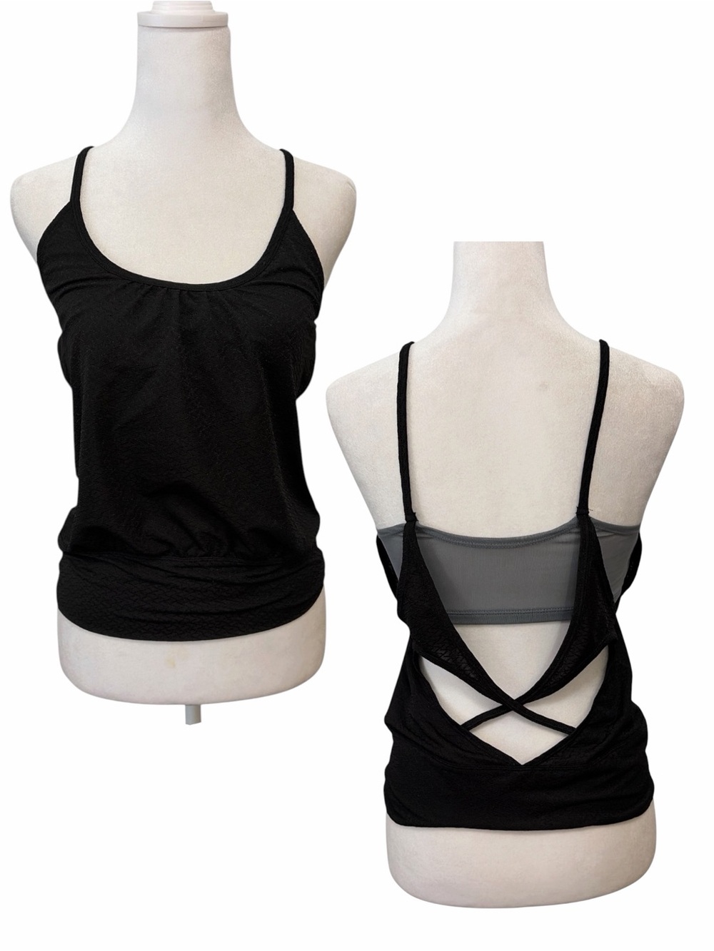Free People FP Movement Black Cut Out Crossback Tank Top
